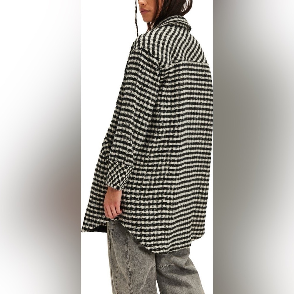 Free People We The Free Get Around Houndstooth Oversized Shirt Jacket Size XS - Picture 7 of 13